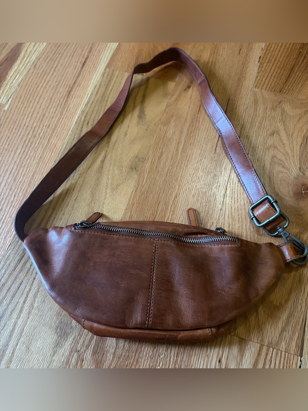 Woven Leather Crossbody Belt Bag - Brown - Picture 2 of 4